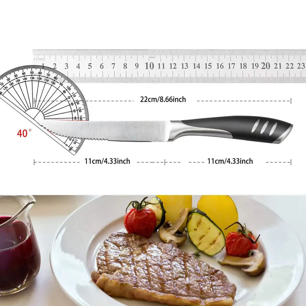 6-piece kitchen knife set, stainless steel steak knife with knife holder, ergonomic handle fruit knife, kitchen cooking knife