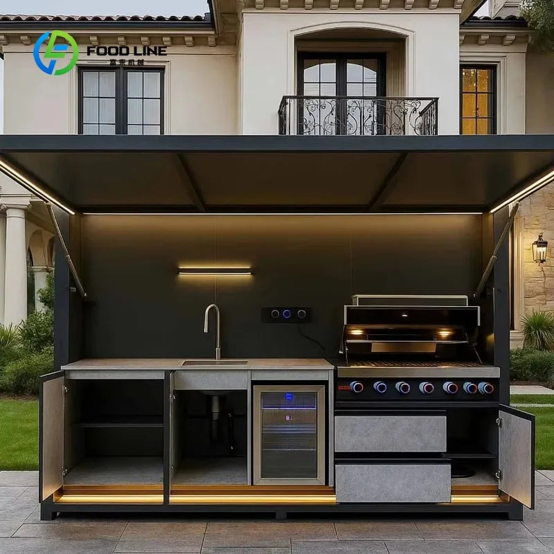 Customized Modular Outdoor Kitchen with Sink Grill and Storage Stylish Rust Proof Perfect for Backyard and Patio