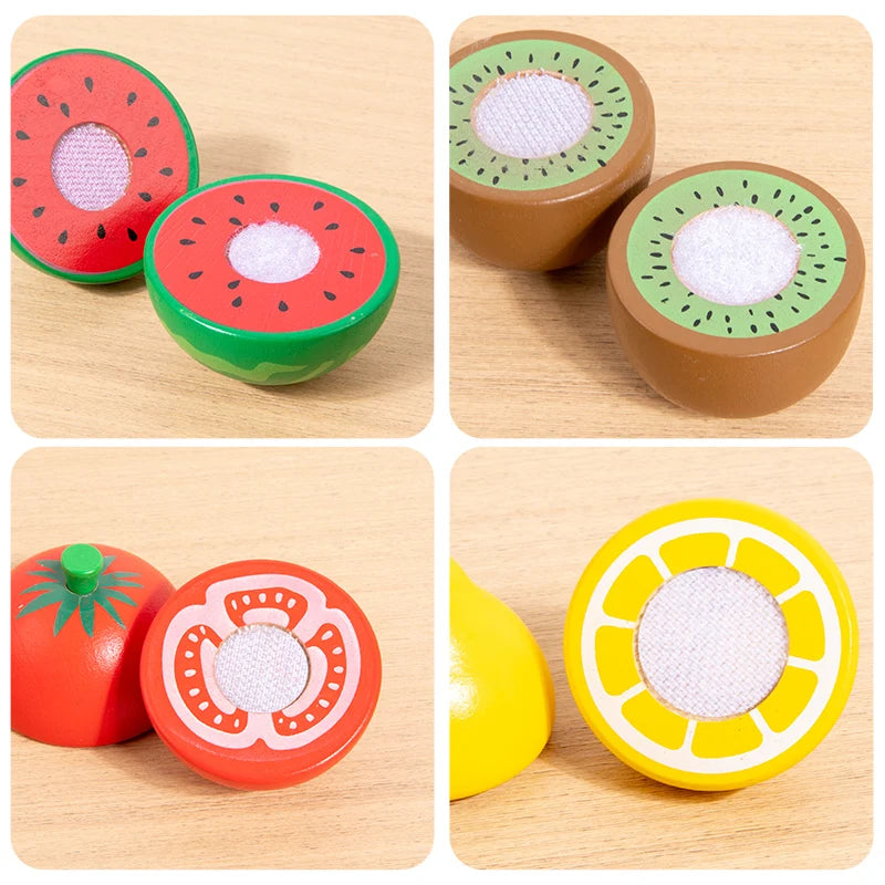 Simulation Kitchen Pretend Toy Wooden Classic Game Montessori Educational Toy For Children Kids Gift Cutting Fruit Vegetable Set