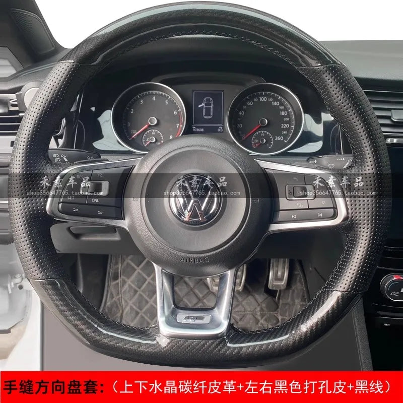 Braid Genuine Leather Car Steering Wheel Cover  for Volkswagen VW Golf R MK7 Golf 7 GTI VW Polo Scirocco 14-16 DIY Car Interior