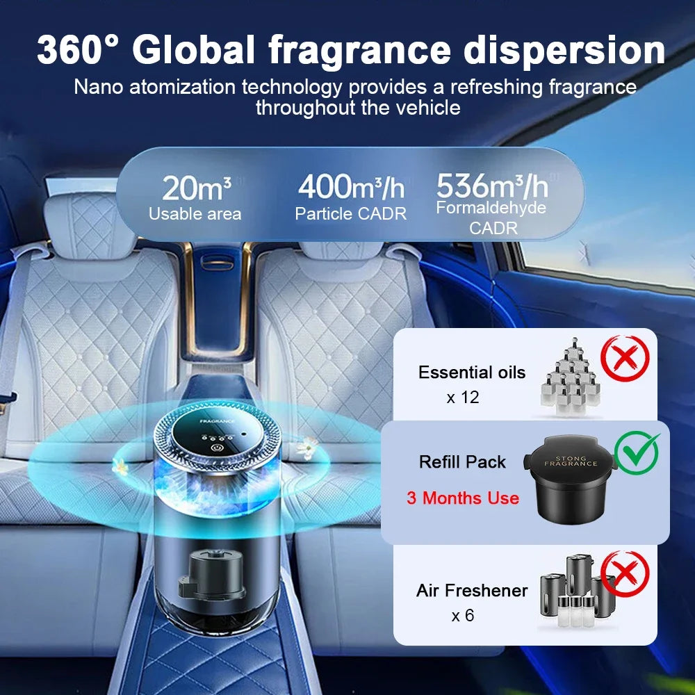 Caer Smart Car Air Freshener - Rechargeable Cloud Mist Diffuser