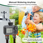 Insoma 2-Zone Sprinkler Timer Programmable Garden Hose Timer Water-Saving Irrigation Controller for Lawn Yard  Drip Systems IPX5