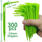 WUJIE 50-1000PCS 1/8'' Green Drippers 3/5mm Bending Arrow Emitters Garden Potted Irrigation Watering Micro Drip System Fittings