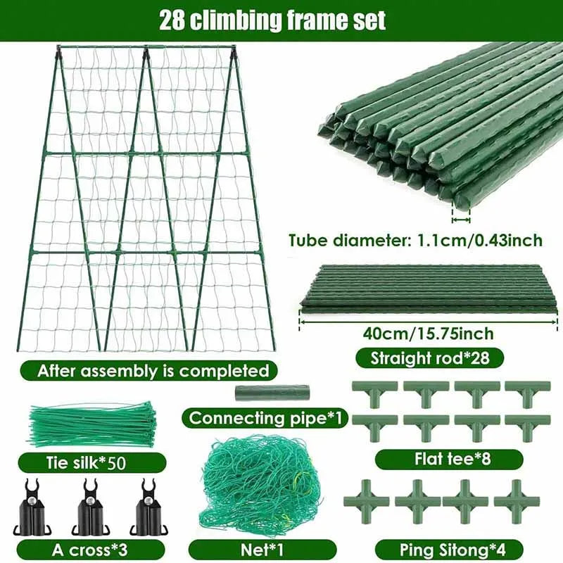 Garden A-Frame Vegetable Plant Climbing Frame Kit Grow Supports Fit Climbing Rustproof Vine Cucumber Trellis Tomatoes Grapes