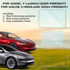 For Tesla New Model Y Juniper 2025 Launch Model 3 Highland 2024 Tempered Glass Screen Protecor Full Covered Soft Black Frame