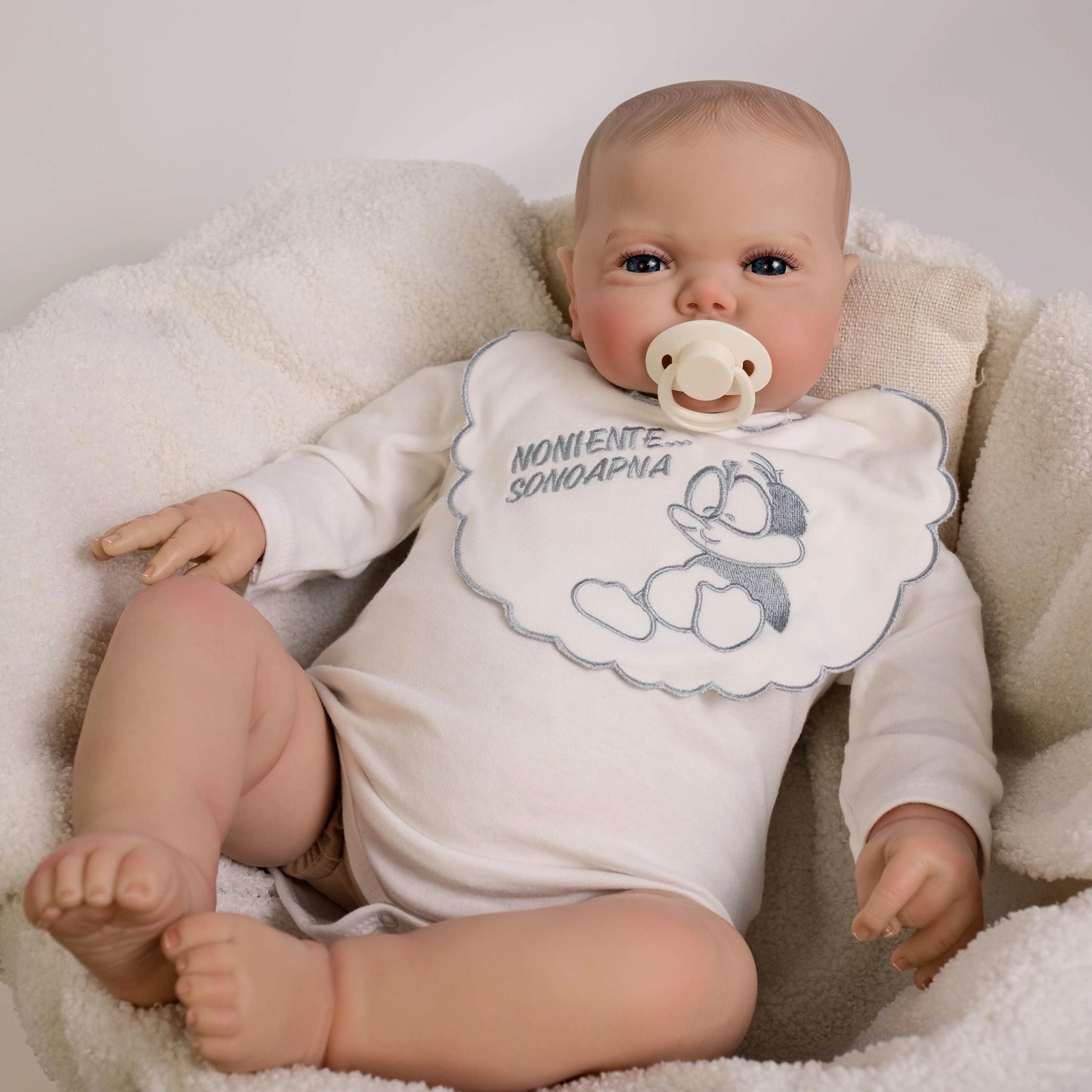 NPK 24Inch pickle Awake Baby boy in Soft Cloth Body Lifelike Reborn Toddler Hand painted Hair Cuddly Baby Doll  Baby