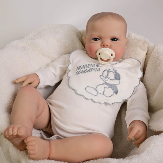 NPK 24Inch pickle Awake Baby boy in Soft Cloth Body Lifelike Reborn Toddler Hand painted Hair Cuddly Baby Doll  Baby