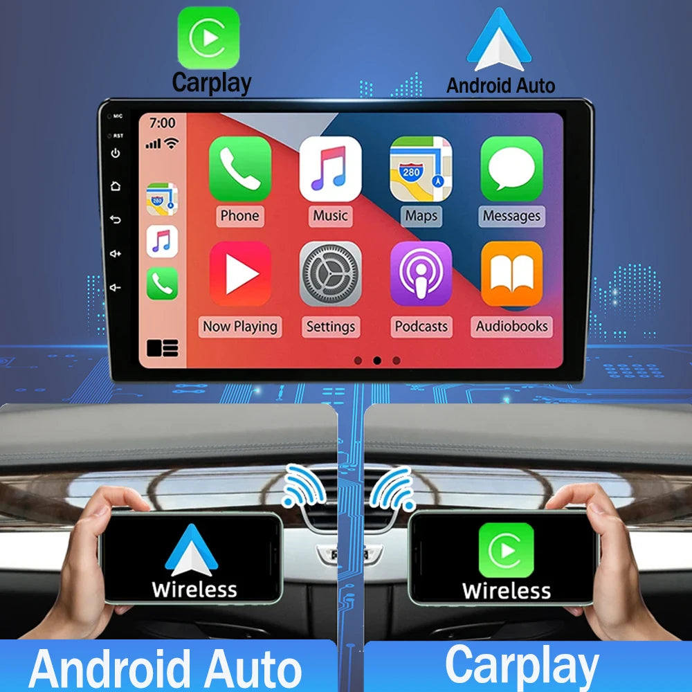 Wireless Android 15 Carplay For Ford Kuga 2 Escape 3 2012-2019 9.7 Inch Tesla Style Car Multimedia Player 5G Wifi Touch Display