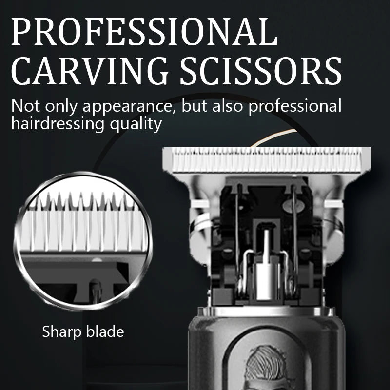 T9 LCD Electric Hairdresser Oil Shaving Head Electric Pusher Carving Electric Pusher Clipper Hair Precision Trimmer for Men Care