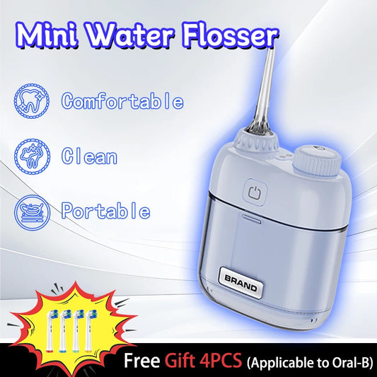 YUESI Mini Electric Water Flosser Convenient For Travel Portable Teeth Cleaner 2 Jet Tip 4 Modes Irrigator Dental Teeth Clean