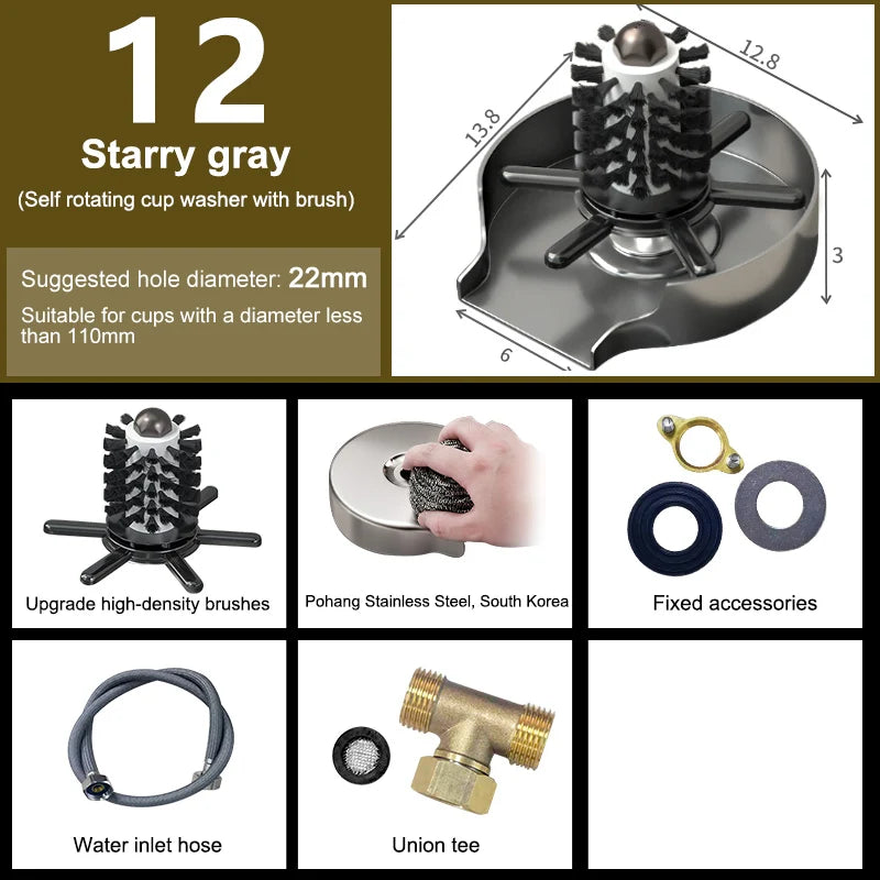Sink Faucet Glass Cup Automatic Cup Washer Bar for Beer Milk Coffee Cleaner Tool Kitchen Sink Accessories