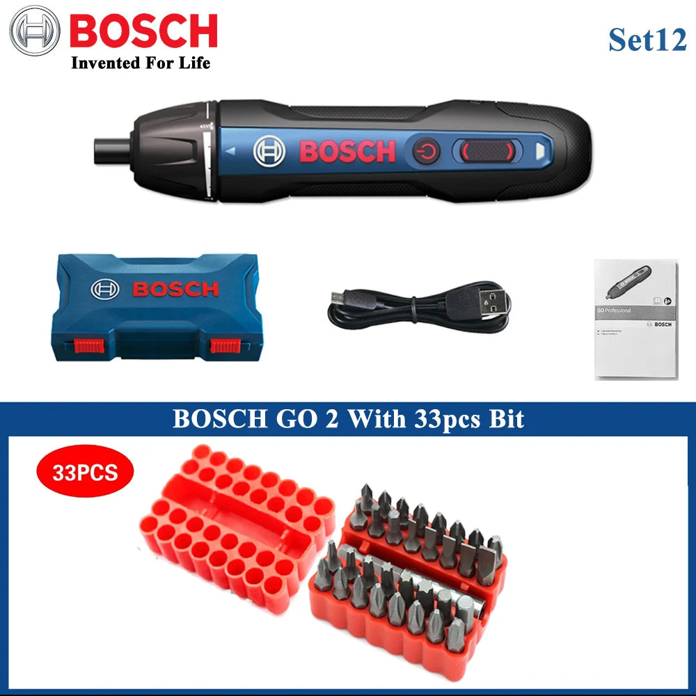 Original Bosch Go2 Electric Screwdriver Set 3.6V Rechargeable Automatic Screwdriver Hand Drill Bosch Go 2 Electric Batch Tool