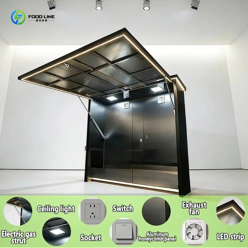 Customized modern steel mobile outdoor kitchen with sink and grill eco-friendly durable for apartment shop use