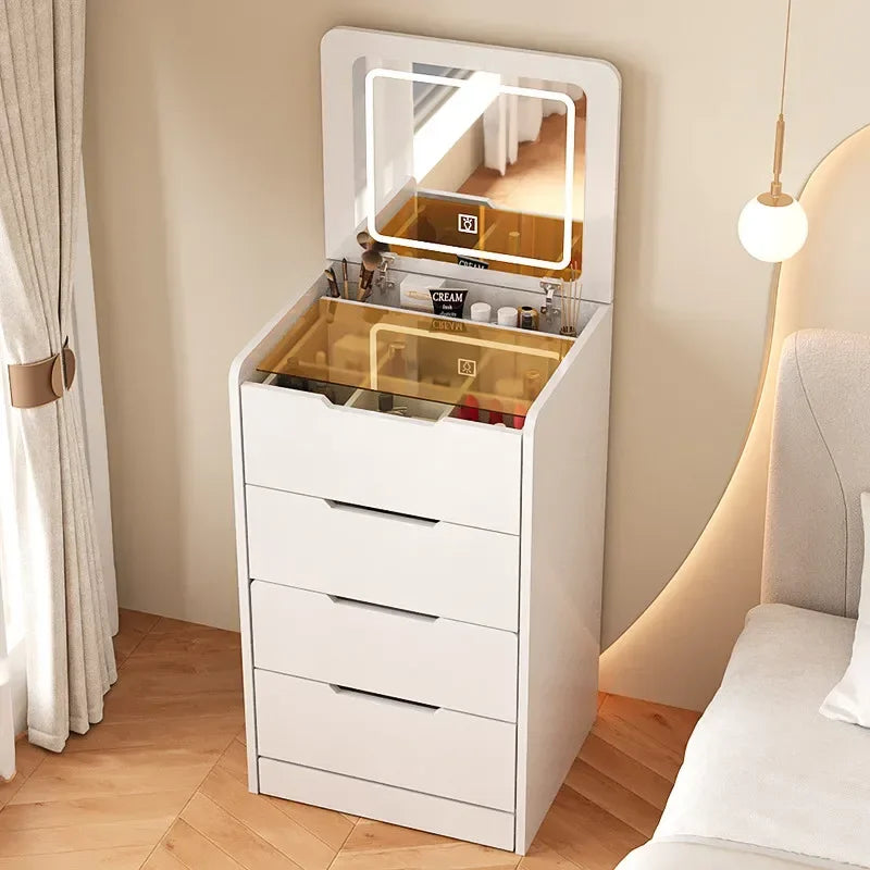 Modern and Simple Small Dressing Table Girly Style Integrated Multi-functional Dresser + Cabinet + Stool for Bedroom