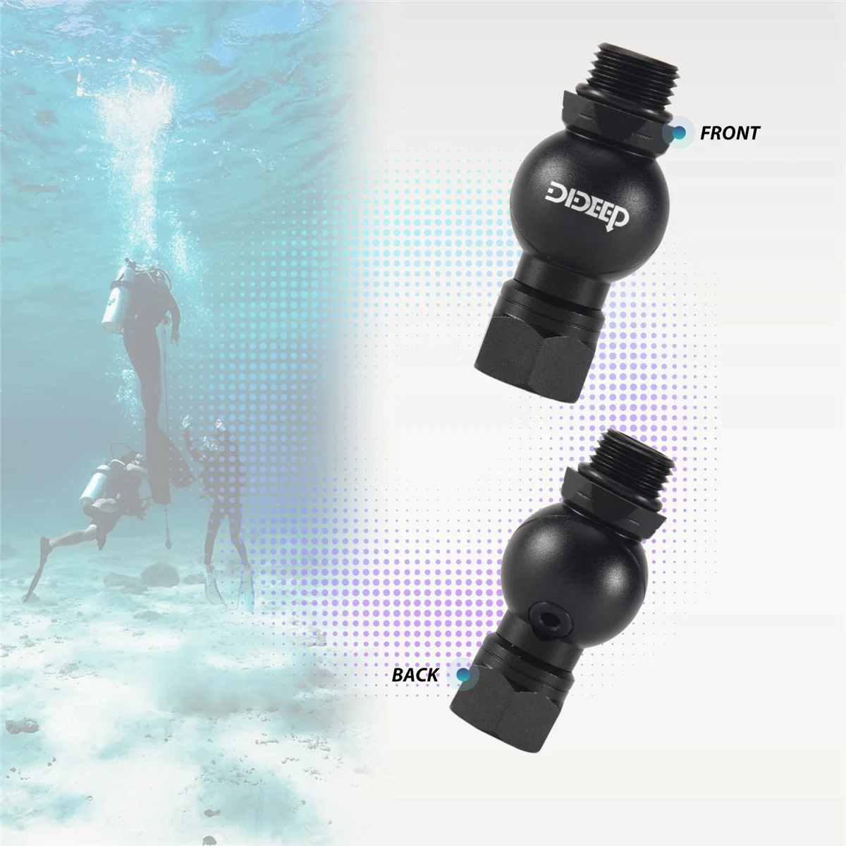 DIDEEP Global Universal 360 Degree Swivel Hose Adapter for 2Nd Stage Scuba Diving Regulator Connector Dive Accessories HOT