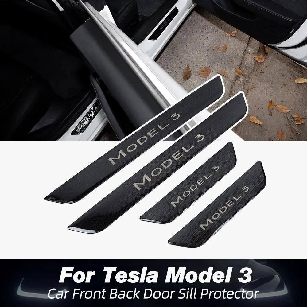 Model Y 2024 Door Sill Protection Strip for Tesla  Model 3 2023 Front Rear Stainless Pedal Decoration Wrap Cover Car Accessories