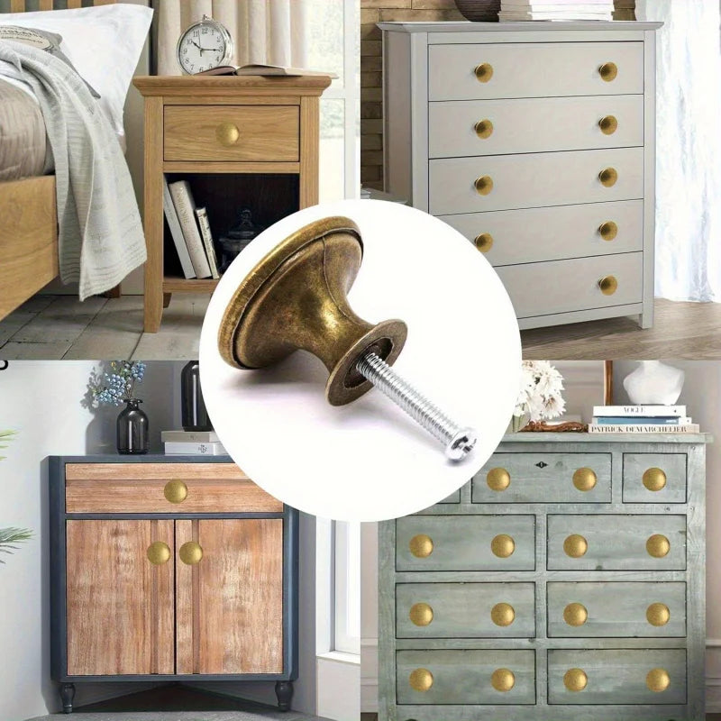 6-piece brass round antique brass kitchen cabinet knob cabinet door handle drawer handle dresser knob with screws door hardware