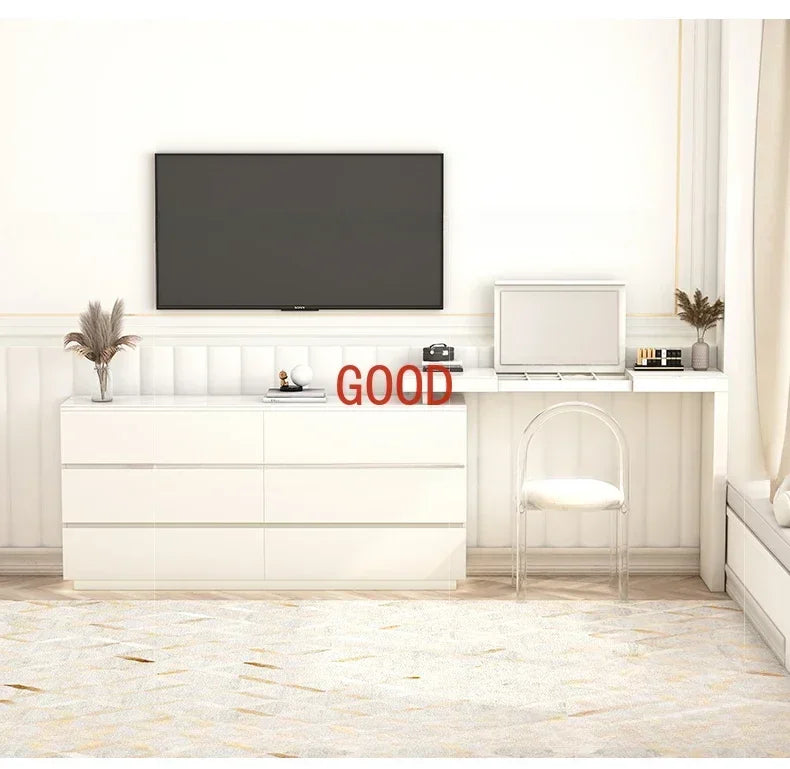 Minimalist bedroom dresser, storage cabinet, retractable bedside chest of drawers, dressing table, folding mirror