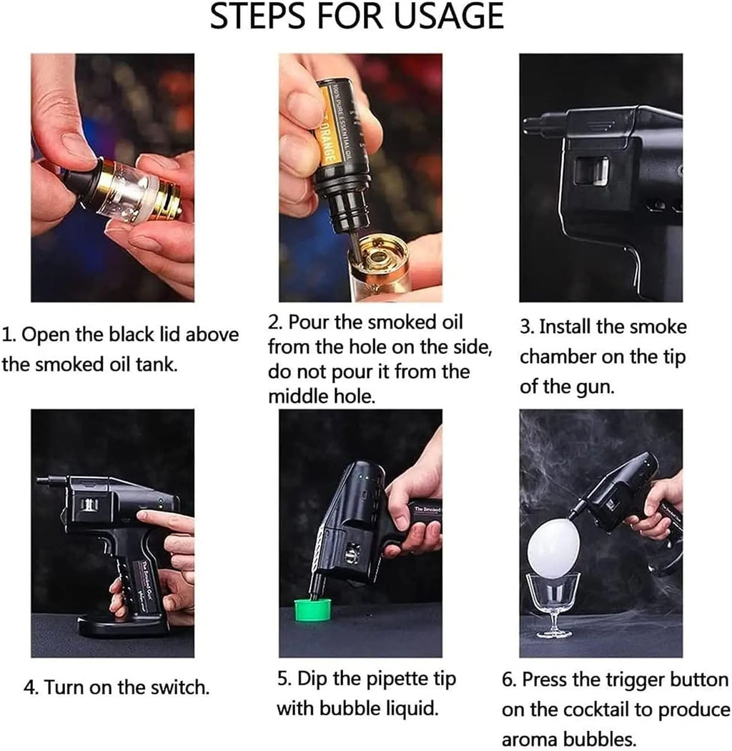 Bar Wine Mixer Hand-Held Smoked Bubble Gun Smudging Machine Smoke Making Machine Cocktail Molecular Cuisine Bubble Machine