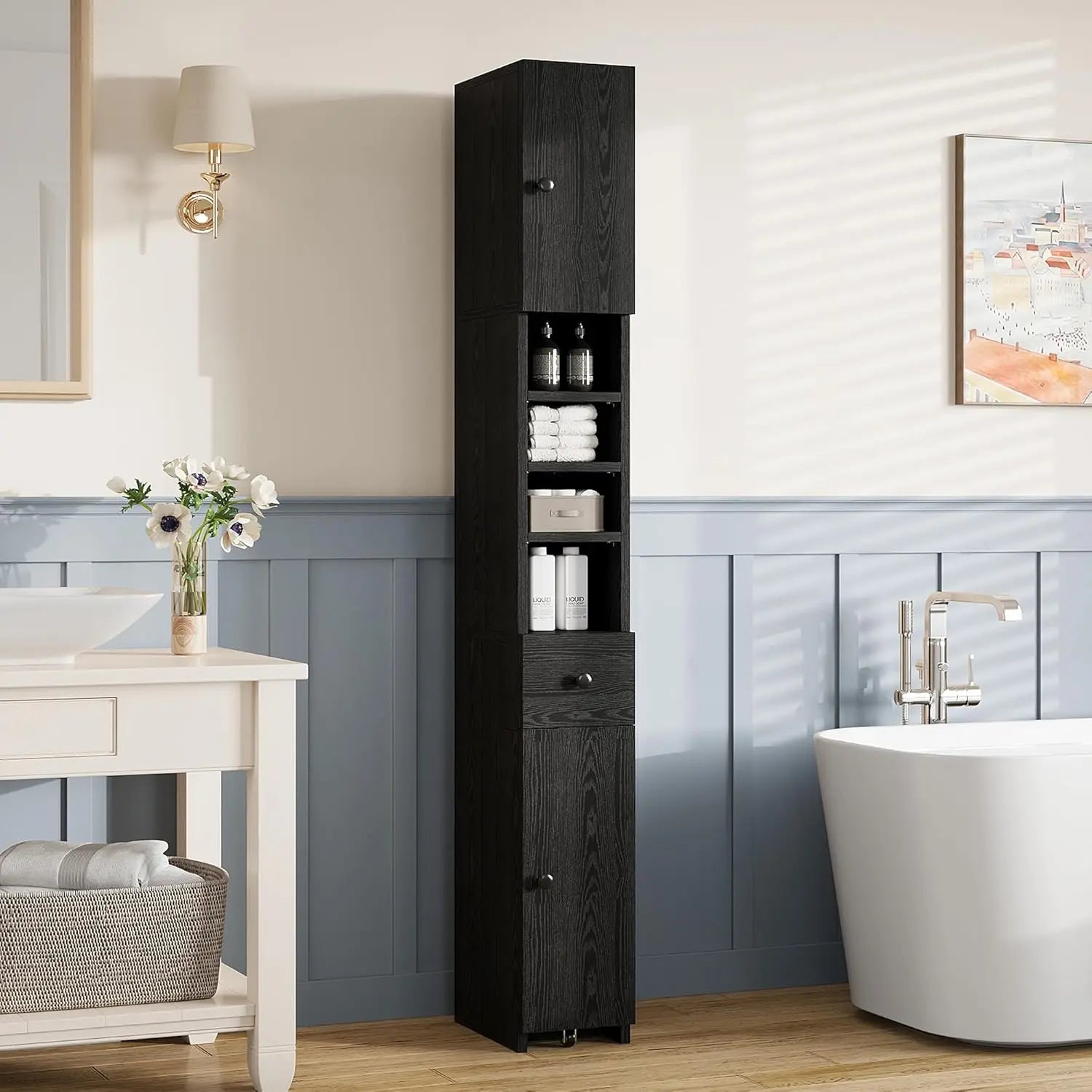 IRONCK Bathroom Storage Cabinet, 70.9 Inch Tall Bathroom Cabinet with Doors, Narrow Storage Organizers with Adjustable Shelf