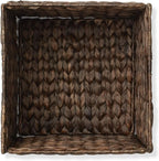 10.5" x 10.5" Water Hyacinth Storage Baskets, Espresso - Set of 6 Collapsible Cube Organizers