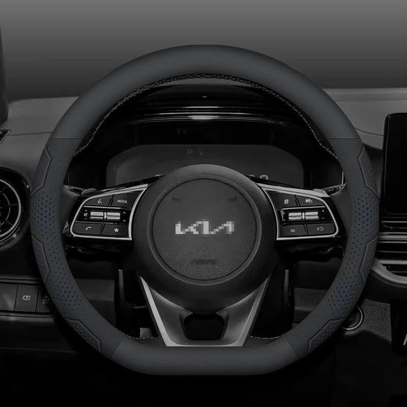 For Kia K5 Sportage Picanto Xceed Rio Cerato Soul Carens Seltos Carbon fiber Suede Car Steering Wheel Cover Auto Accessories