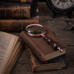 Retro Handheld Magnifier with Wooden Handle, Vintage Magnifying Glass, Photography Prop, Reading Repair, Work Ornaments, Gift