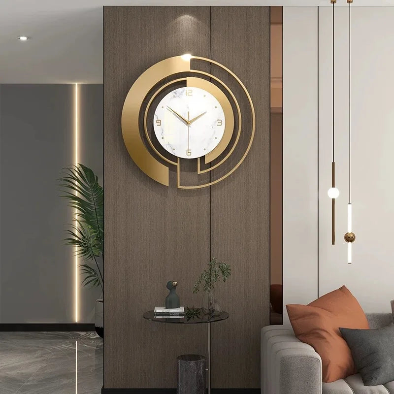 Nordic Light Luxury Metal Wall Clock Fashion Design Large Home Decoration Pendant Clock Hotel Living Room Wall Hanging Clock