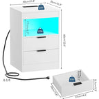 Night Stand, Bedside Table, LED Nightstand with Charging Station, Modern Night Stand, Wood Sofa Couch End Side Table