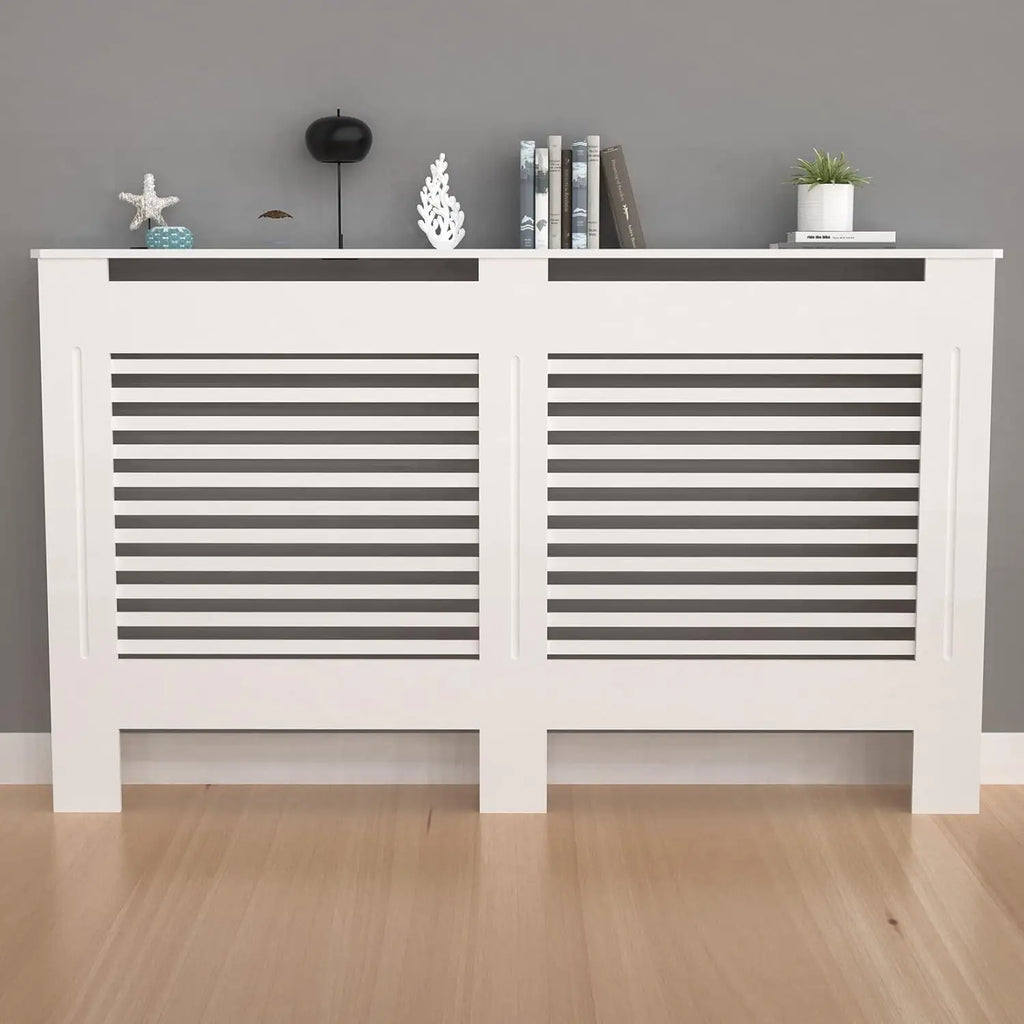 Wood Radiator Cover Cabinet White Horizontal Slat Heater Covers Modern Tall Radiator Shelf