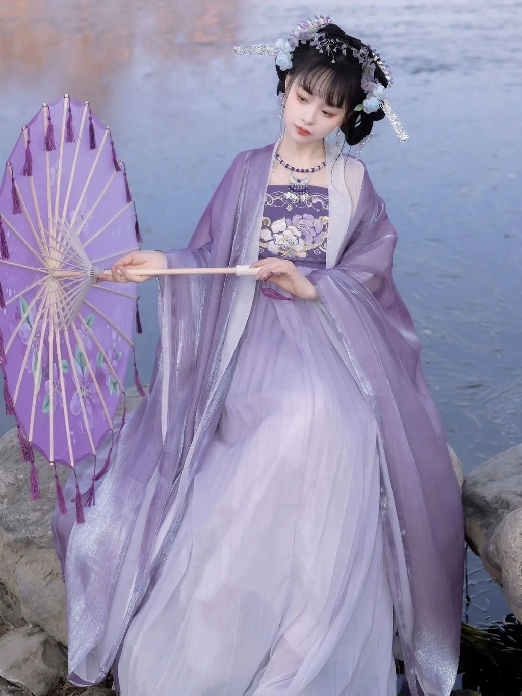 Star Oil Paper Waterproof Beach Umbrella Fan Chinese Dance Performance Lace Umbrella Classical Hanfu Fairy Parasol Paraguas