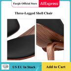 Modern Nordic Style Three-Legged Shell Chair Ash Plywood Fabric Upholstery Living Room Chair Furniture Modern Lounge Shell Chair