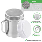 Kitchen Powder Shaker Bottle With Handle And Lid Stainless Steel Salt Dispenser Seasoning Container Jar For Coffee Flour Sugar