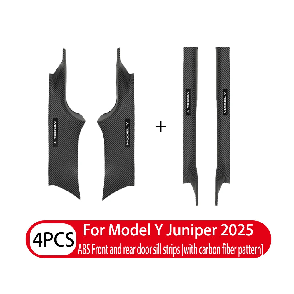 2 4 8Pcs ForTesla Model3/Y Highland 24-25ABS Front Rear Door Sill Protector Threshold Strip Anti-kick Guard Panel Waterproof Pad