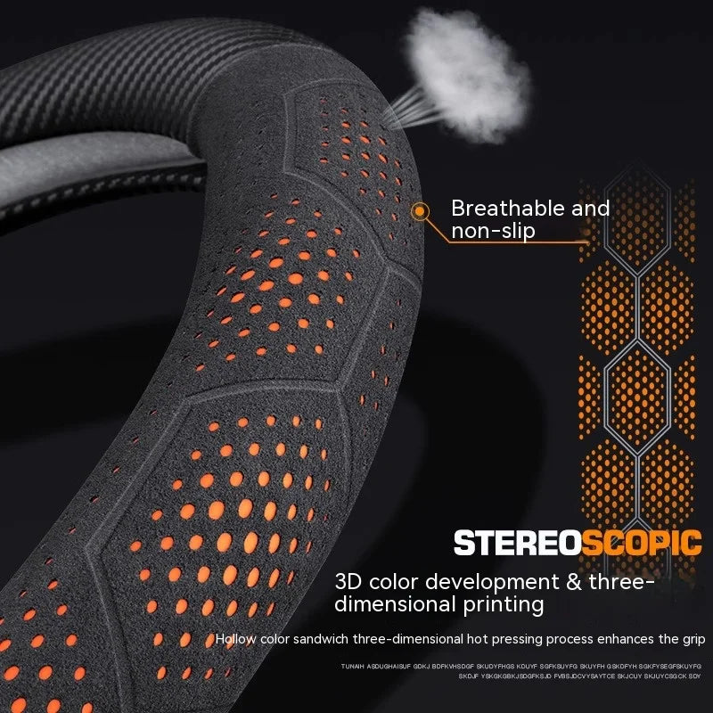 For Kia K5 Sportage Picanto Xceed Rio Cerato Soul Carens Seltos Carbon fiber Suede Car Steering Wheel Cover Auto Accessories