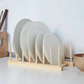 Wooden Plate Rack Kitchen Dishes Stand Plate Dish Drying Rack Cutting Boards Cups Organizer Shelf Multifunctional Display Stand