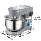 VEVOR Stand Mixer 660W Electric Dough Mixer with 6 Speeds LCD Screen Timing 5.8 Qt Stainless Steel Bowl Dough Hook Flat Beater