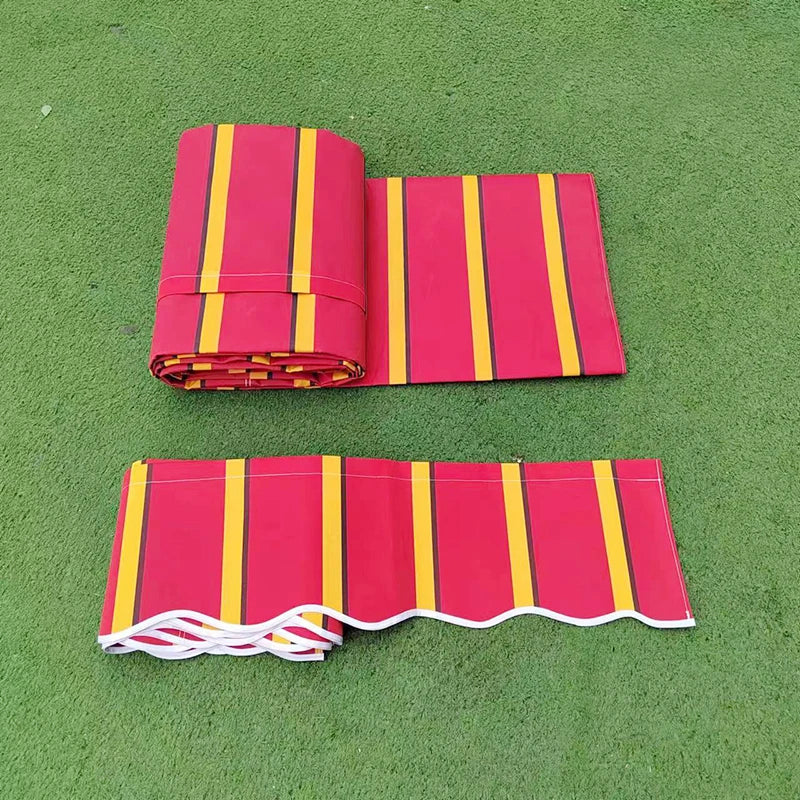 Retractable Patio Awning Replacement Fabric Cloth, Durable Exterior Sunshade, Canopy Cloth, Red and Orange Strips, RV Blind, 10