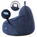 Compressed Foam Bean Bag Chair for Kids, Navy Blue