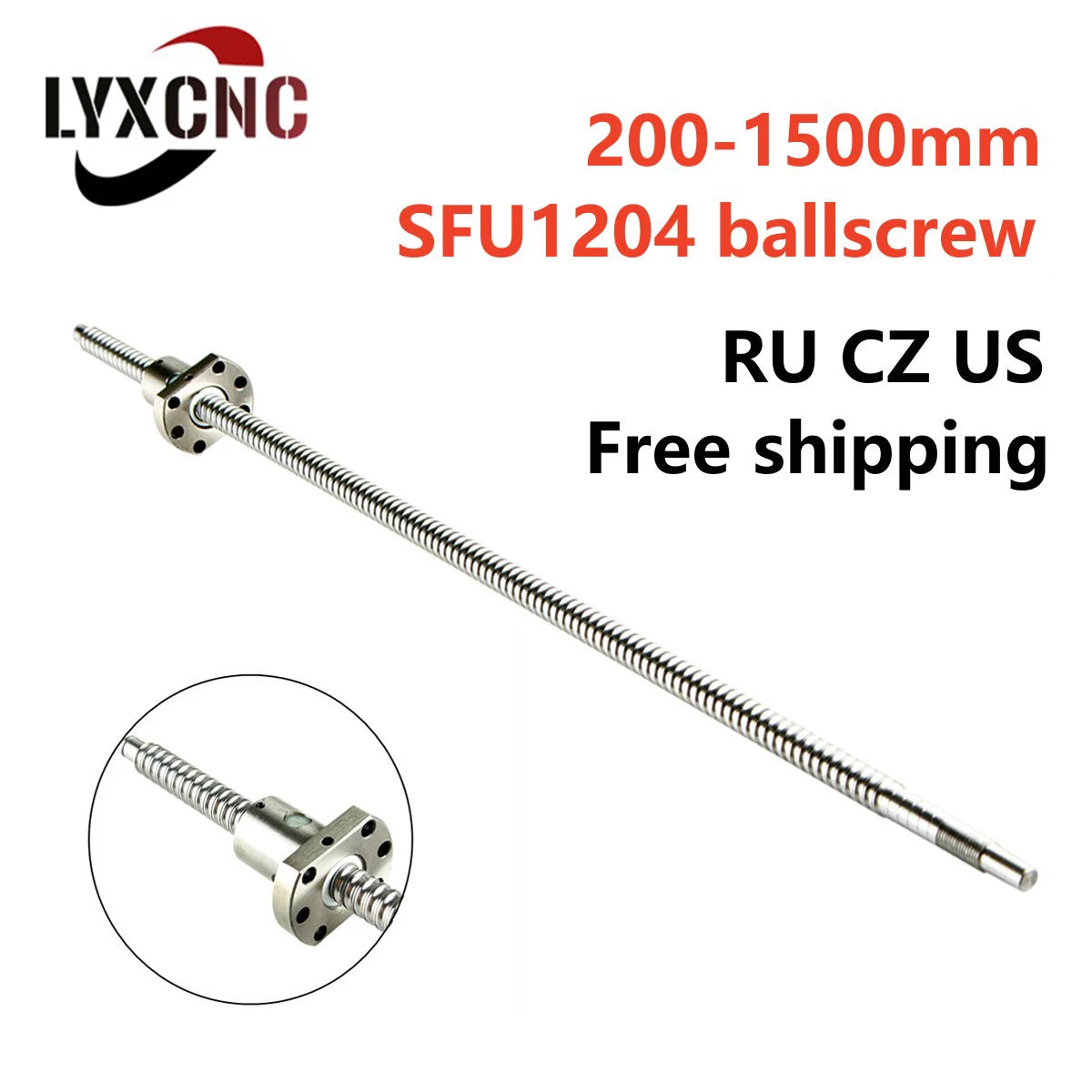 SFU1204 Ballscrew 200-1500mm End Machined With 1204 Ball Nut C7 12mm Ball Screw For CNC 3D Printer