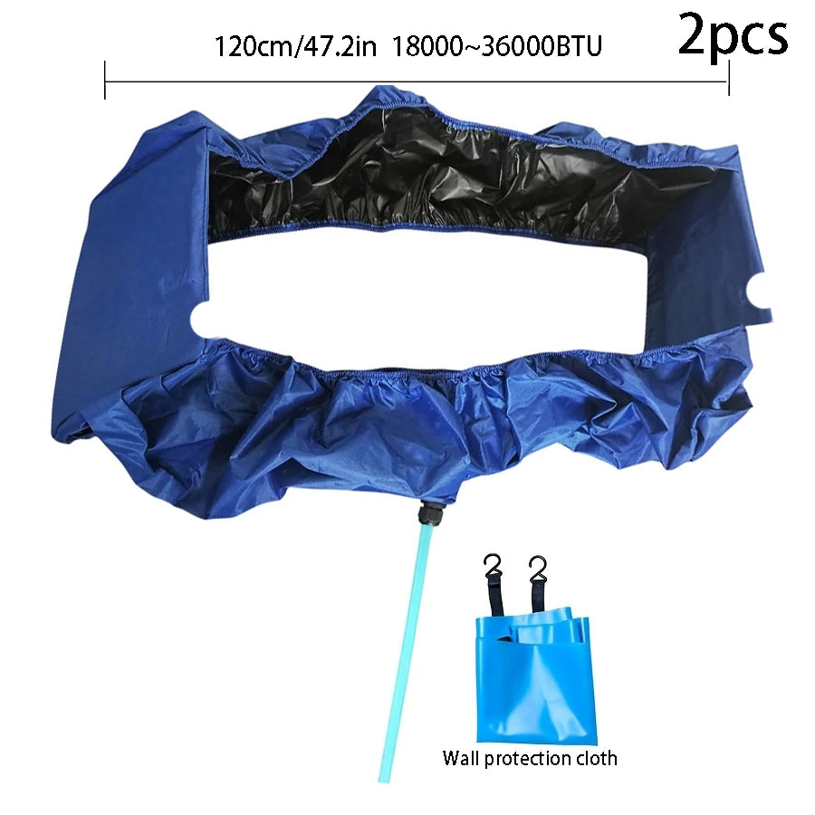 95/120cm Summer Thickened Hanging Air Conditioning Cleaning Cover Kit 9000-18000BTU with Drainage Pipe Spray Brush Summer Set