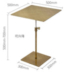 Stainless Steel Lifting Coffee Table Square Or Circular Diameter 30-35 50 Mobile Sofa Side Table Light Luxury Metal Tall Table