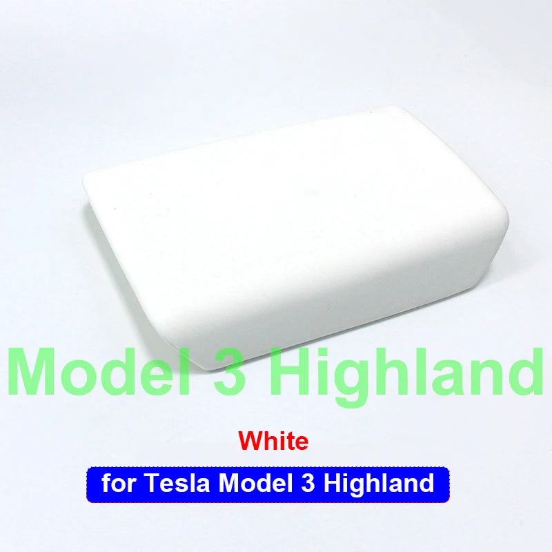 For Tesla Model 3 Y 2023 2025 Armrest Protector Box Cover White Soft TPE Center Console Panel Pad M3H Highland 2024 Accessories