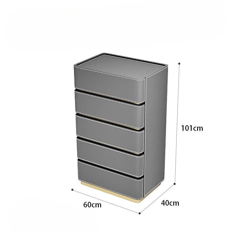 3 4 5 drawers Saddle leather Storage locker household living room drawer cabinet Italian light luxury wood Dressers Furniture