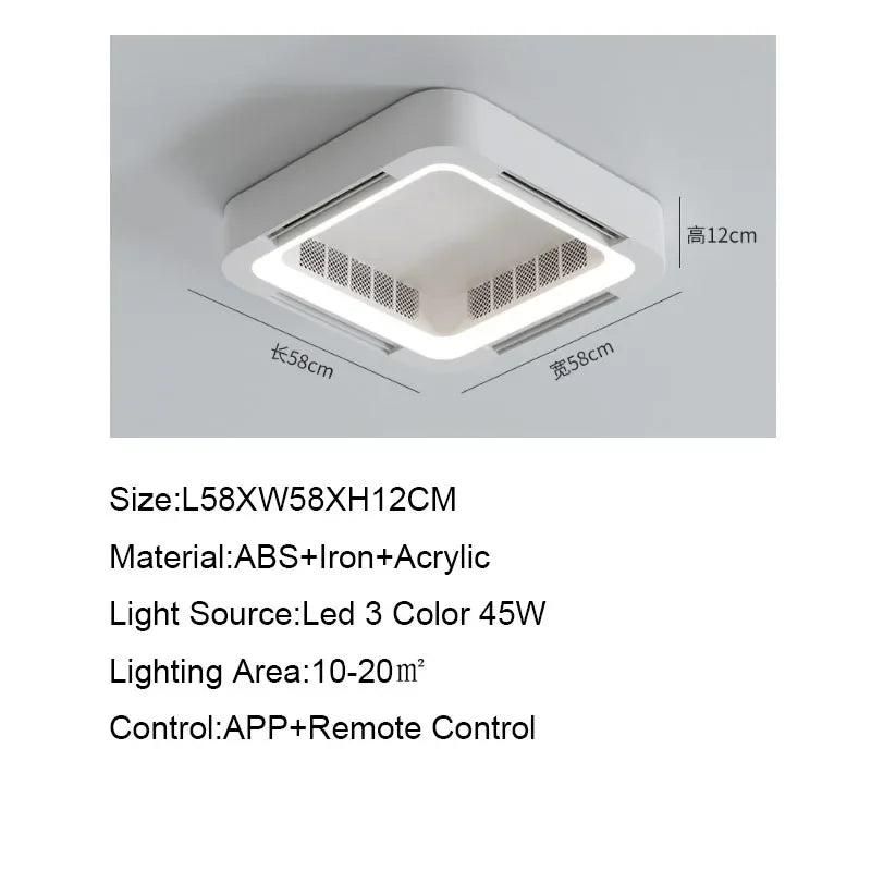 Modern Simple Smart App Ceiling Fan Lamp with LED Light Remote Control Invisible Silent Fan Light Bedroom Living Room Office Fan