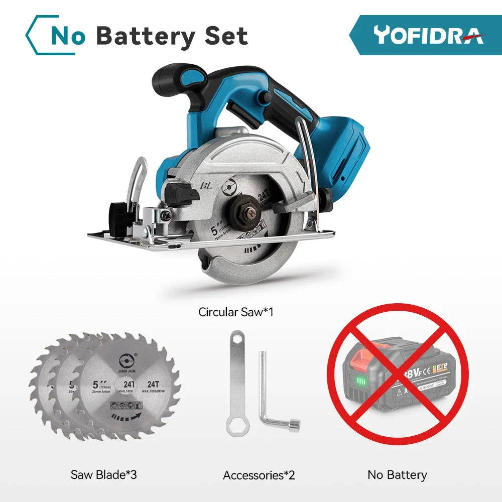 1000W Brushless Electric Circular Saw 10800RPM Cordless Multifunctional Woodworking Cutting Power Tool For Makita Battery Pin
