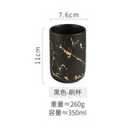 Creative Marbled Gold Plated Mouthwash Cup Couple Toothbrush Holder Bathroom Accessories Ceramic Mouthwash Cup Home Decoration