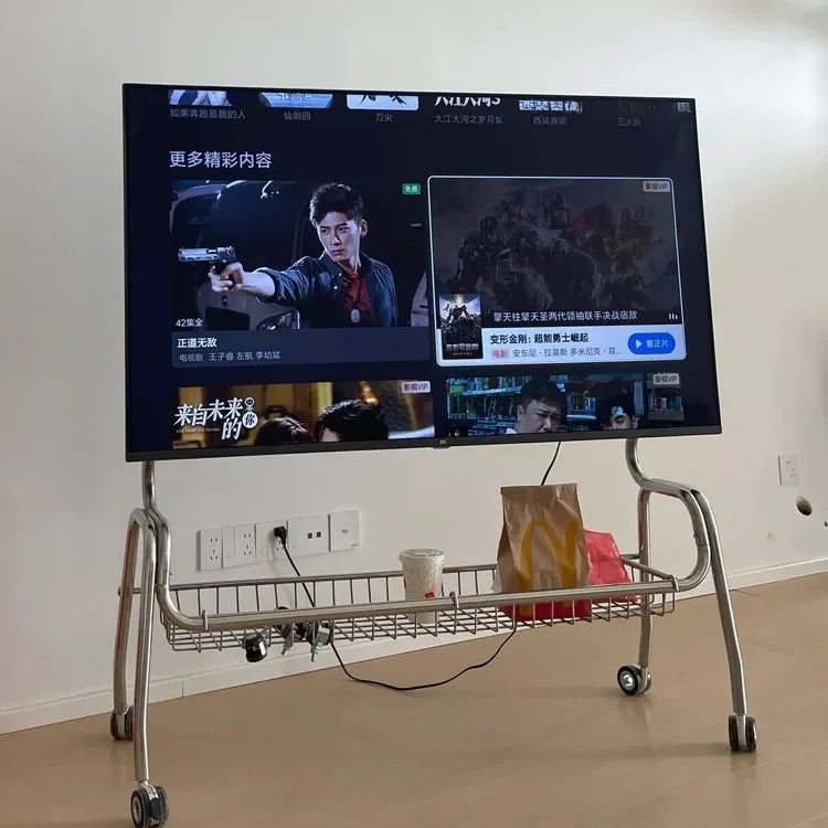 TV Stands Nordic TV Mobile Bracket Living Room Home Modern Simple Floor 32-75 Inch Stainless Steel Hanger with Wheels TV Cabinet