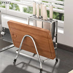 Kitchen Stainless Steel Draining And Chopping Board Rack With Knife Storage〔YY32〕