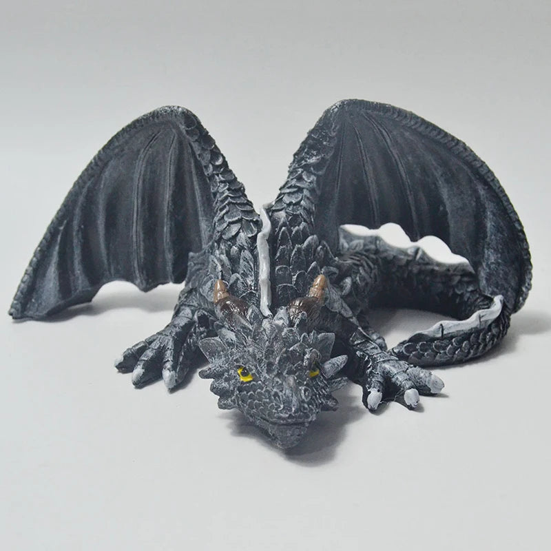 Garden Big Squatting Dragon Sculpture Guardian Statue Garden Dragon Sculpture Halloween Outdoor Gothic Decor